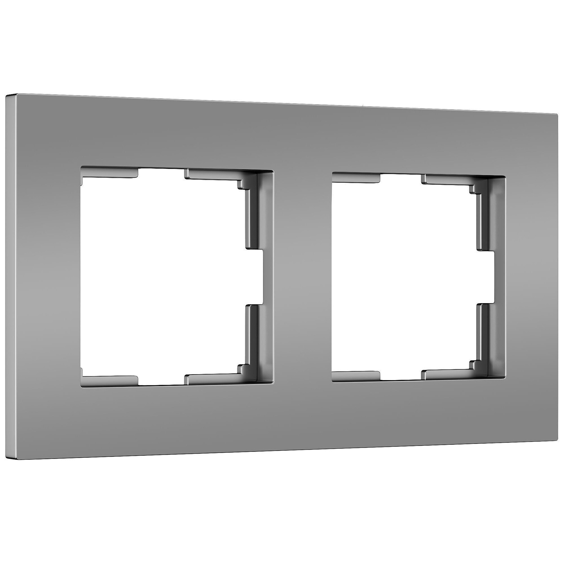 Рамка Werkel Slab серебро софт W0022965/ Рамка на 2 поста Slab (серебро софт)