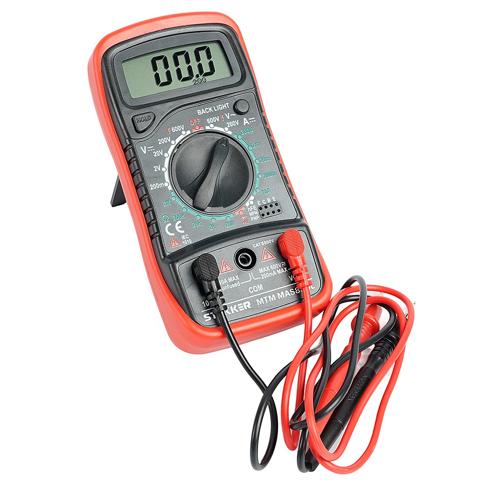 Мультиметр цифровой, 1999 отсчетов Stekker MTM MAS830L 49994