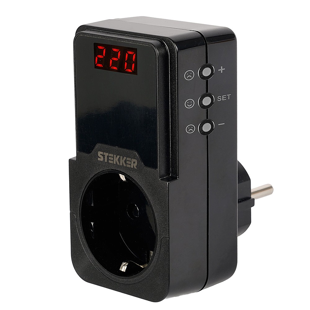 Реле напряжения для розетки регулируемое Stekker VPR-200B 50690