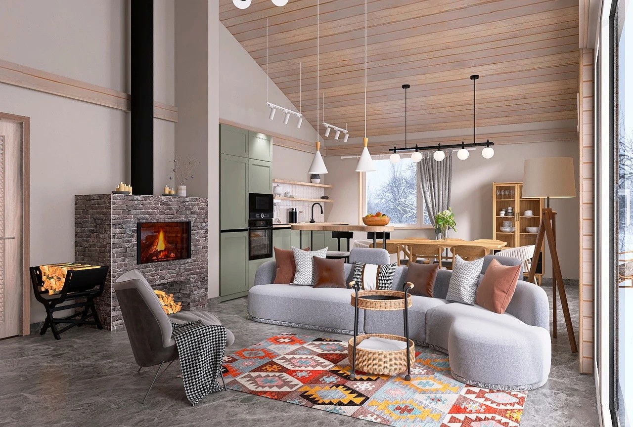 Кухня-гостиная в загородном доме