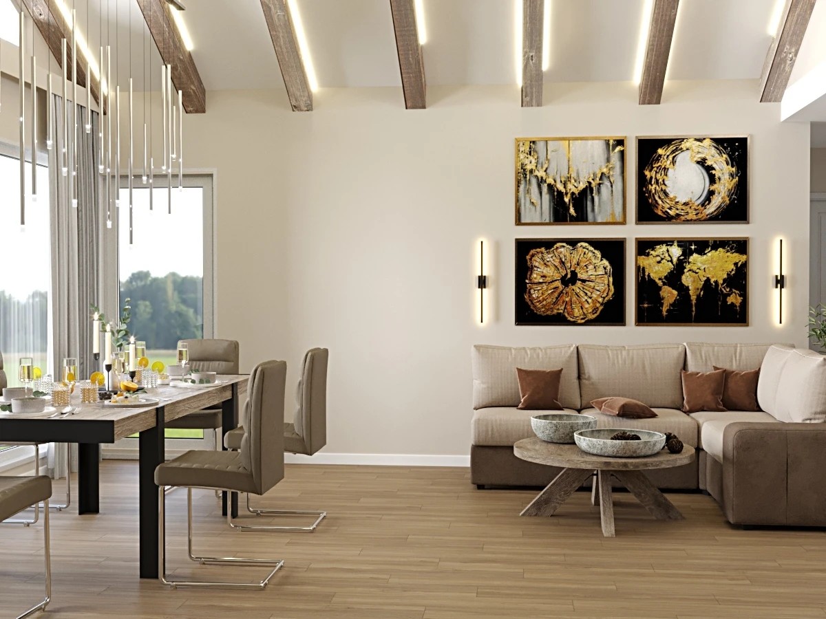 Дизайн гостиной загородного дома