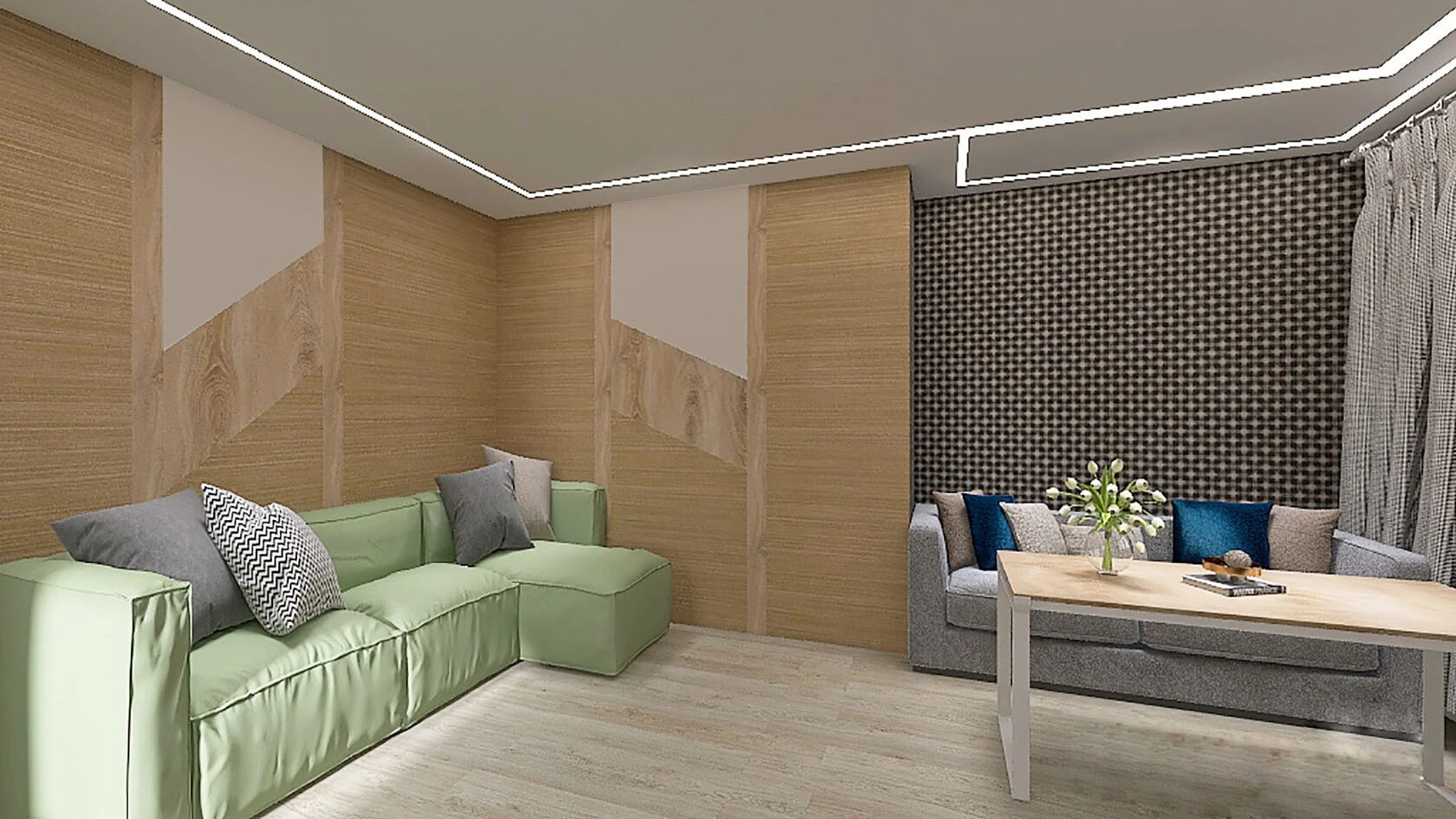 Концептуальная визуализация в 3 вариантах. Гостиная