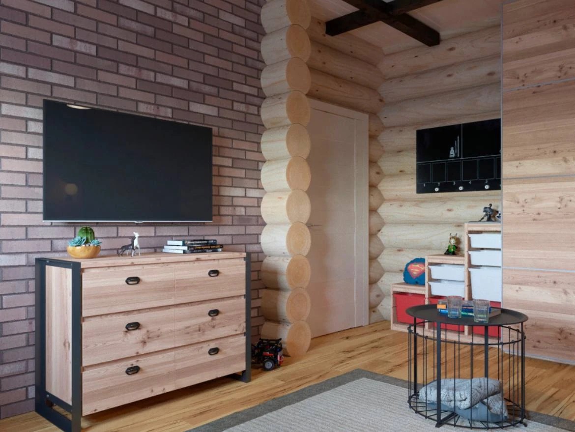 Современный стиль в бревенчатом доме в КП FAMILY CLUB