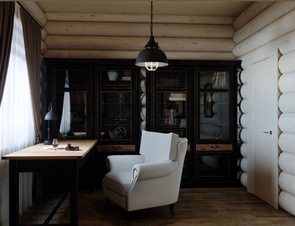 Современный стиль в бревенчатом доме в КП FAMILY CLUB