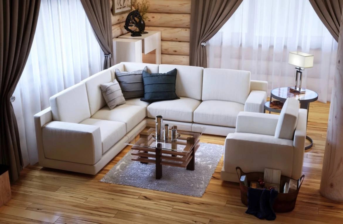 Современный стиль в бревенчатом доме в КП FAMILY CLUB