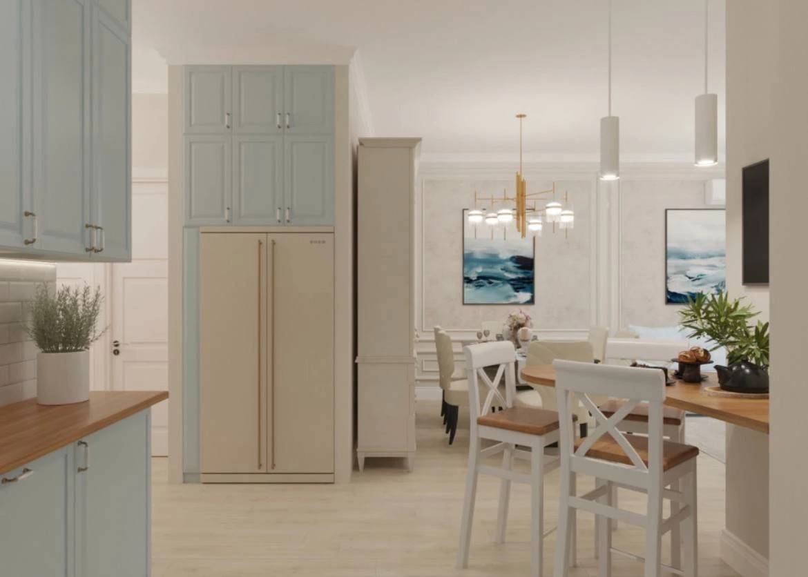 "Уютная пастель" - 4-х комнатная квартира для семьи