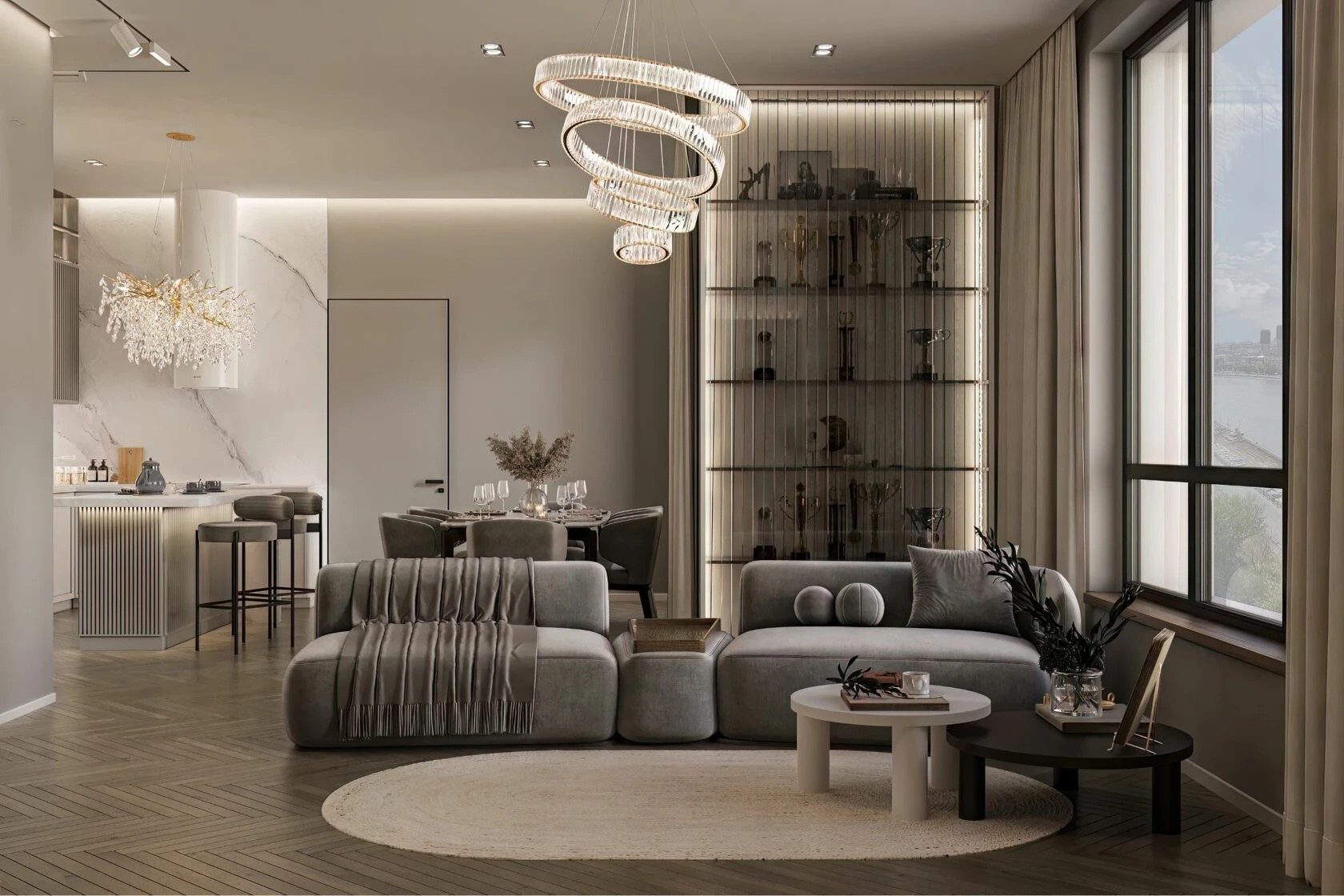 Квартира в стиле современна классика с чудесными видами на Москву-реку