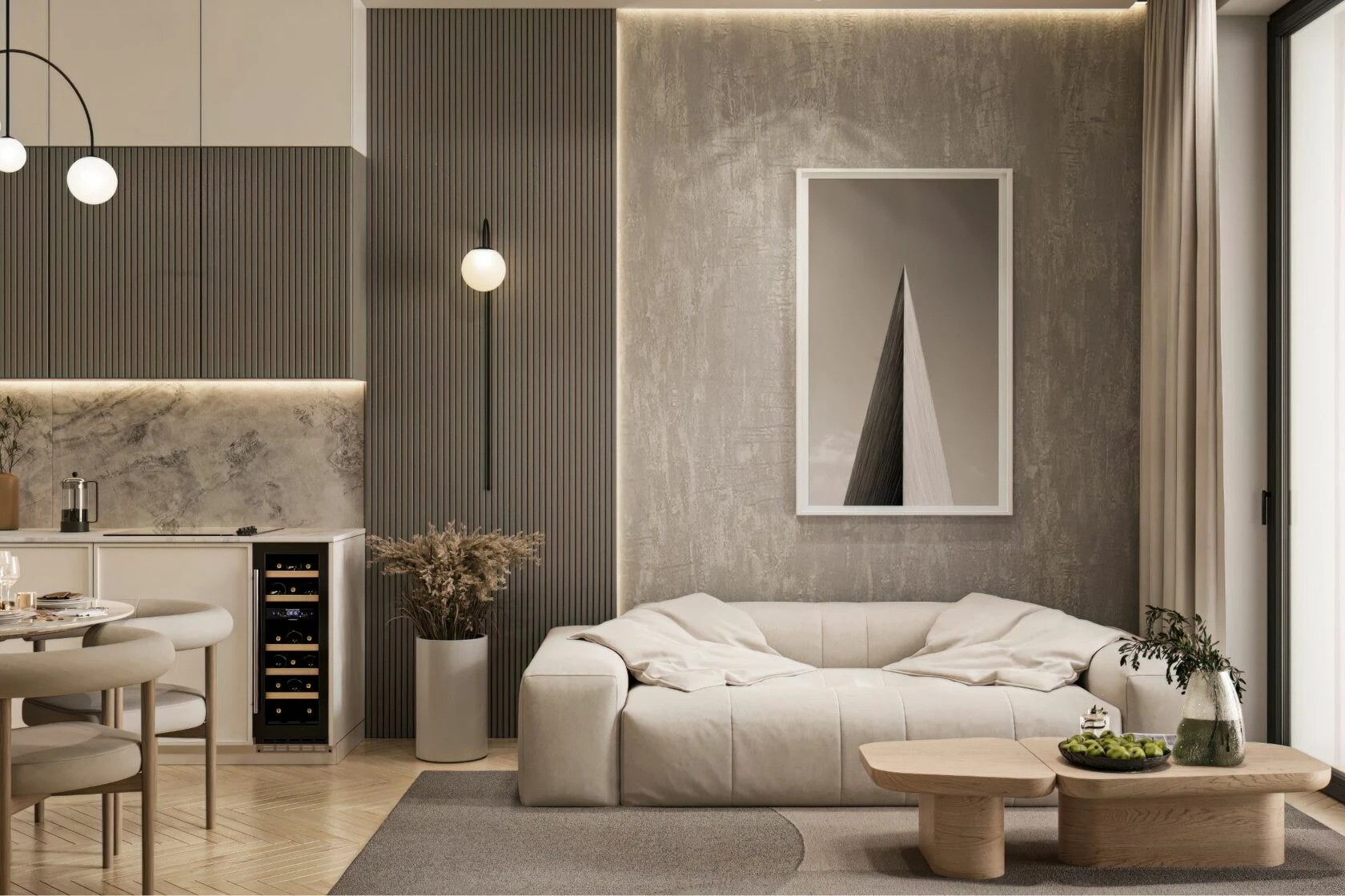 Брутальная однушка в современном стиле с элементами неоклассики