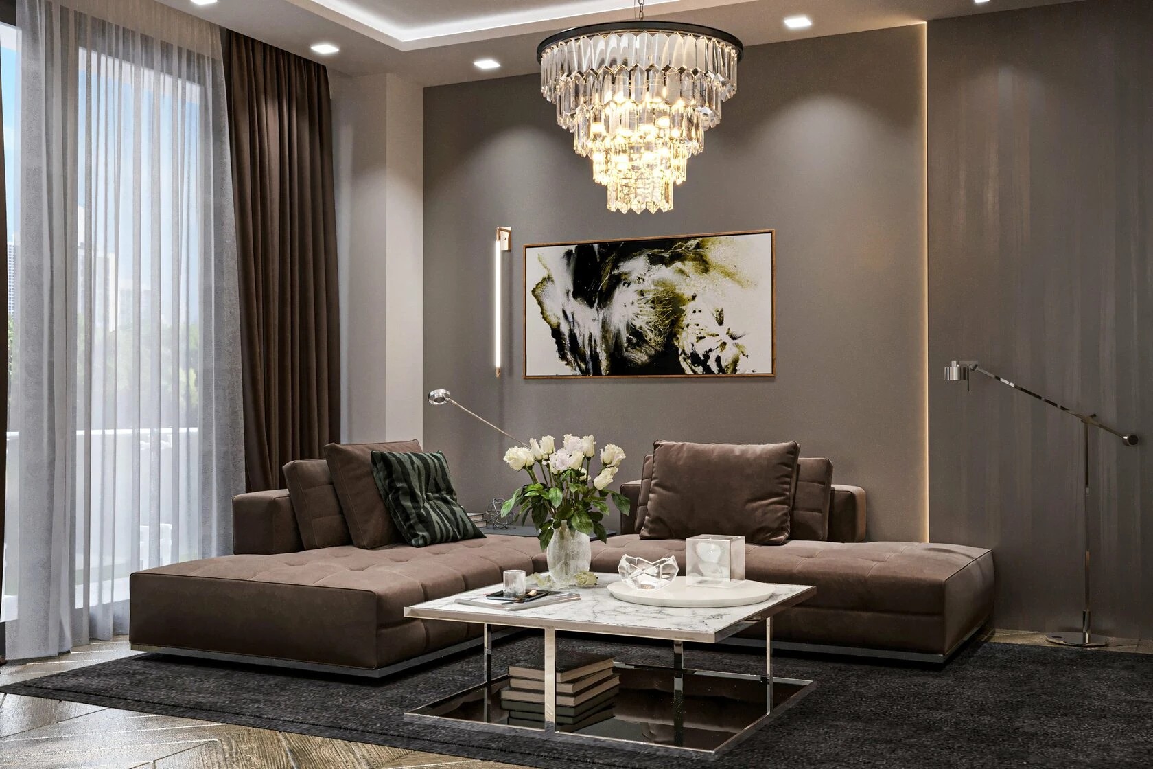 3-комнатная квартира в современном стиле с элементами неоклассики