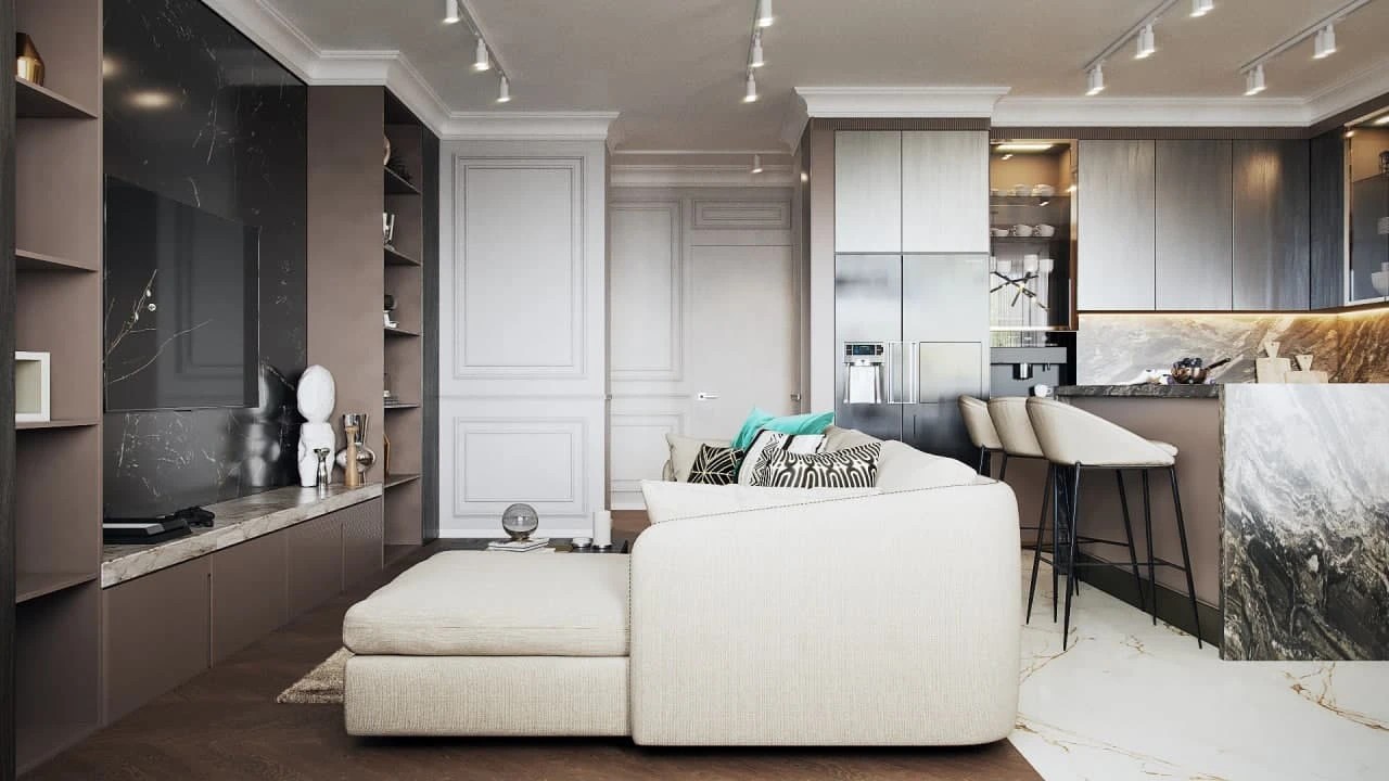 ДИЗАЙН ИНТЕРЬЕРА КВАРТИРЫ В КОФЕЙНЫХ ТОНАХ