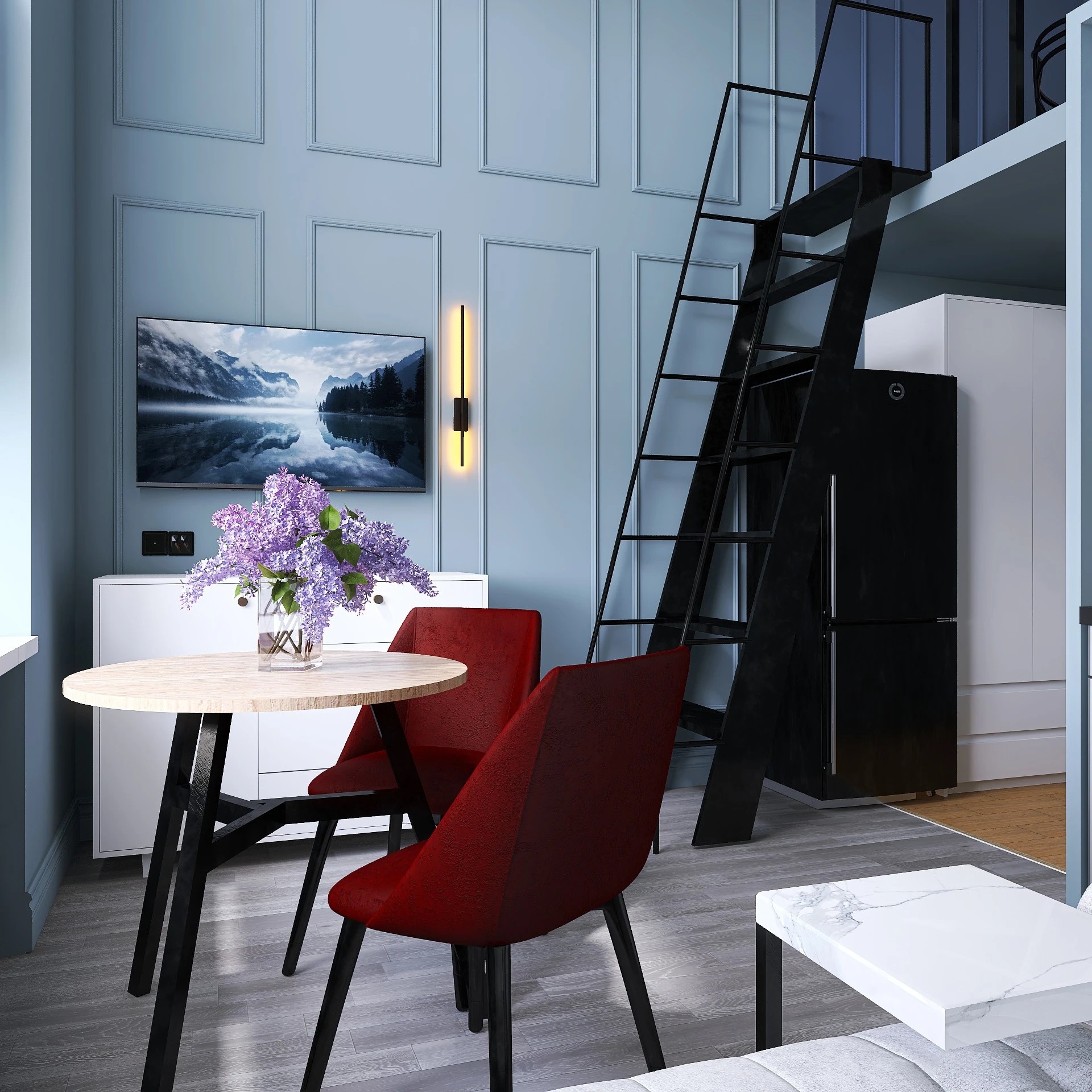 Визуализации основного пространства микро-квартиры