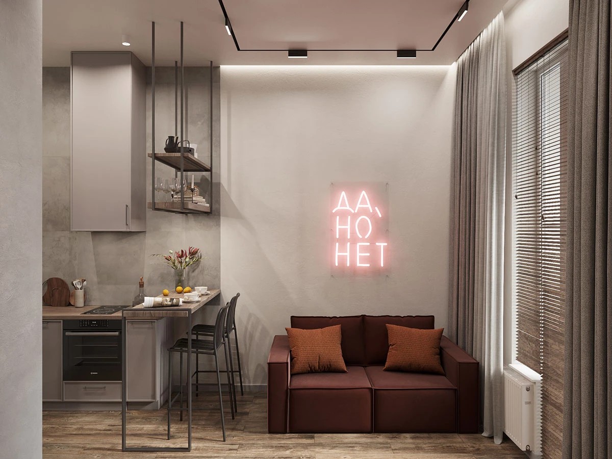 Дизайн интерьера 1-х комнатной квартиры