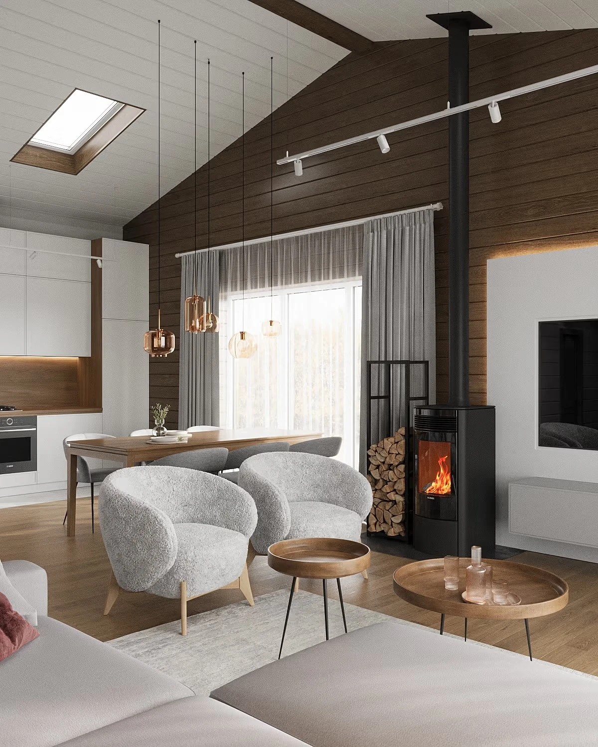 Дизайн-проект загородного дома с террасой площадью 117,4 м2