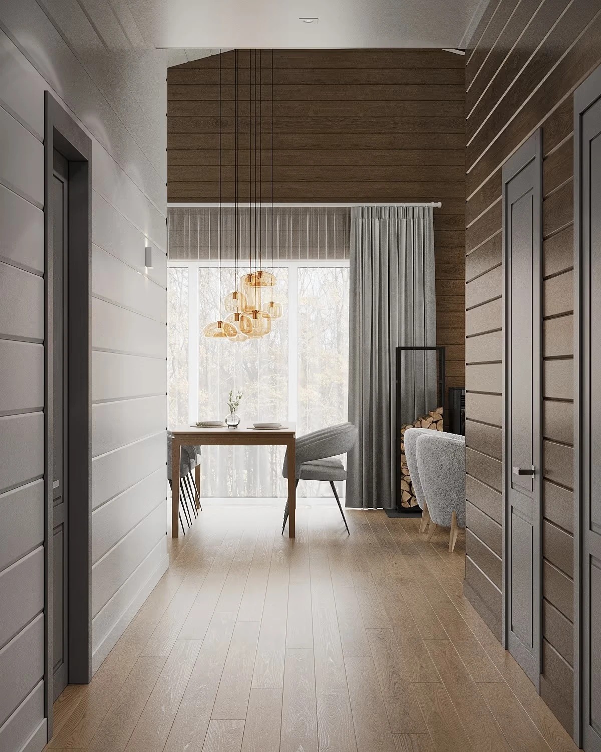 Дизайн-проект загородного дома с террасой площадью 117,4 м2