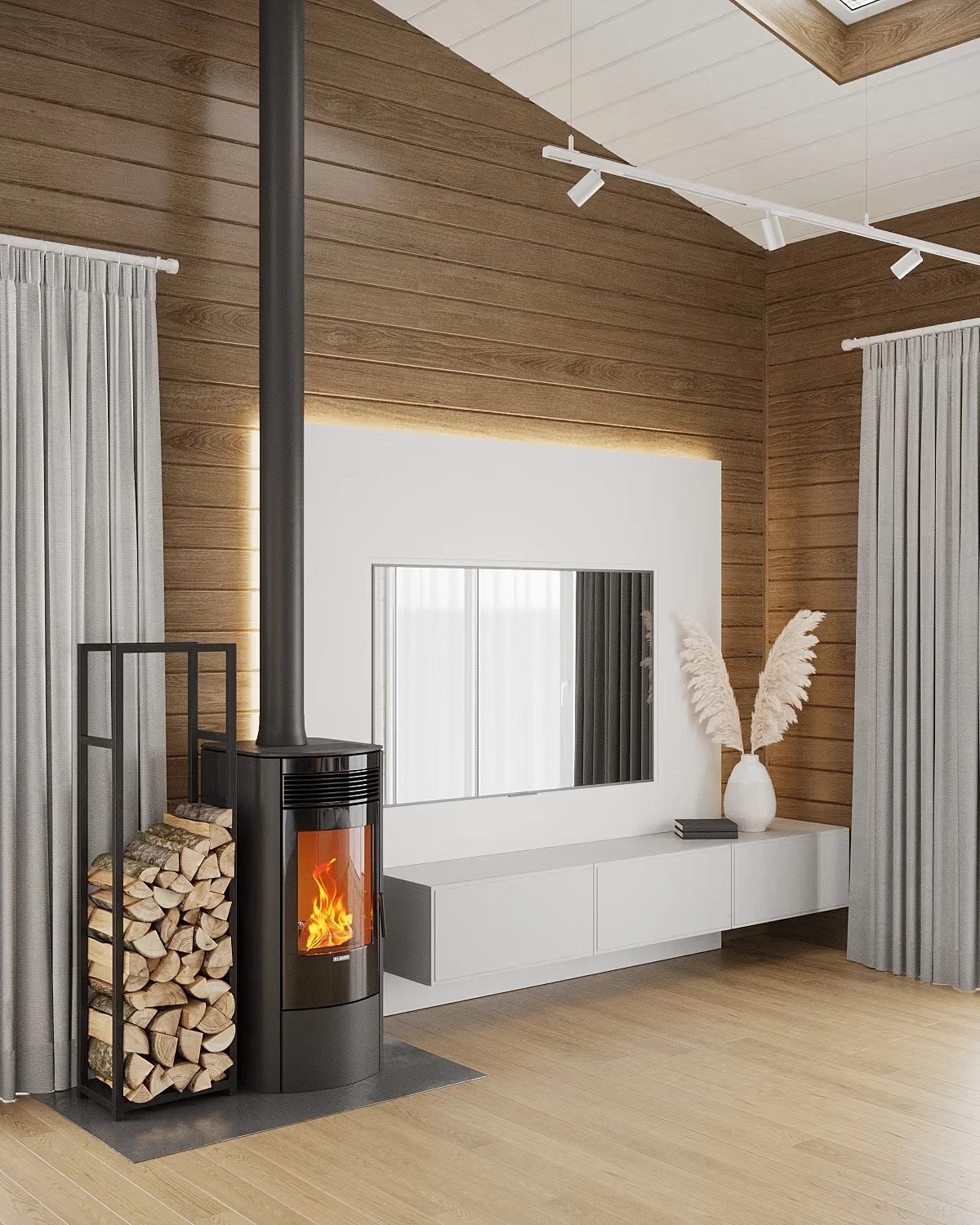 Дизайн-проект загородного дома с террасой площадью 117,4 м2