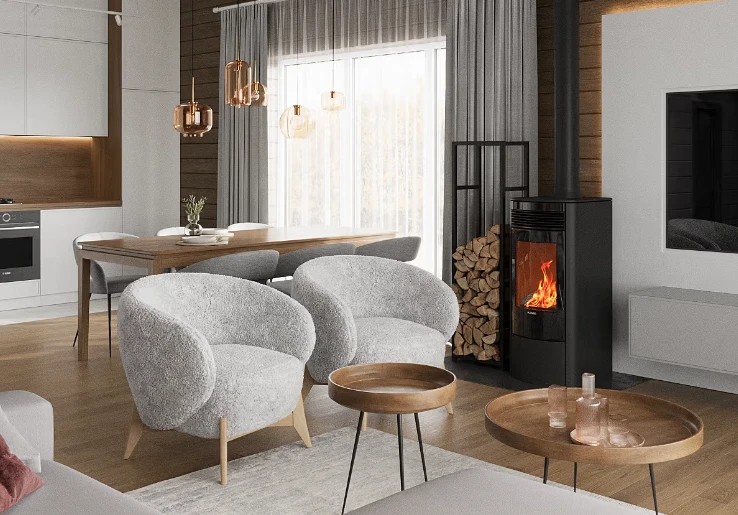 Дизайн-проект загородного дома с террасой площадью 117,4 м2