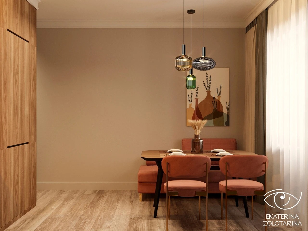 Небольшая кухня с природными мотивами