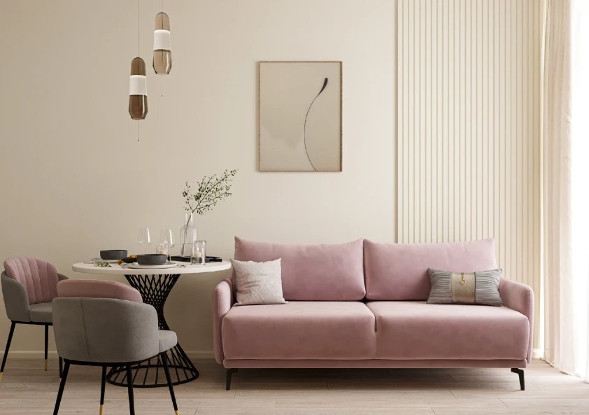 Нежная кухня в проекте для молодой пары