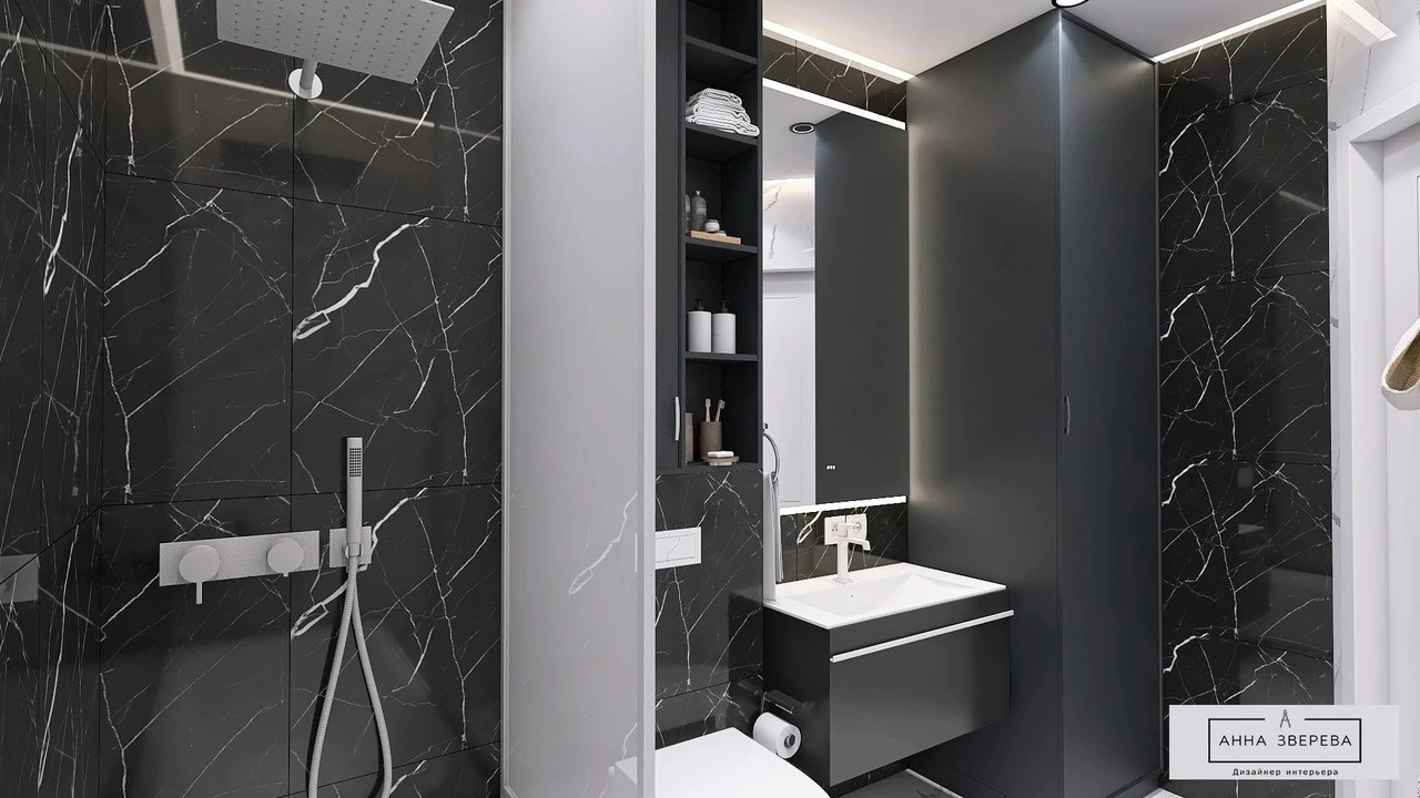 Ванная комната. Черно-Белый дизайн