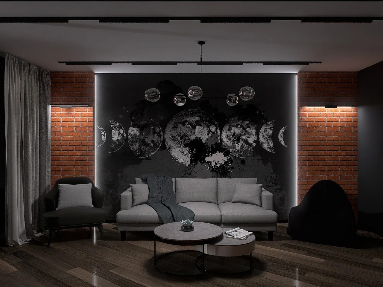 Гостиная в "Лофт" стиле