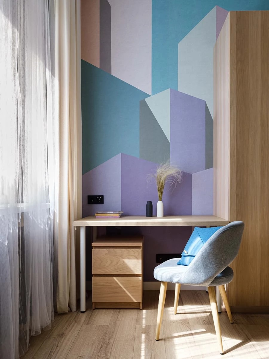 Уютный интерьер с доминирующим синим цветом