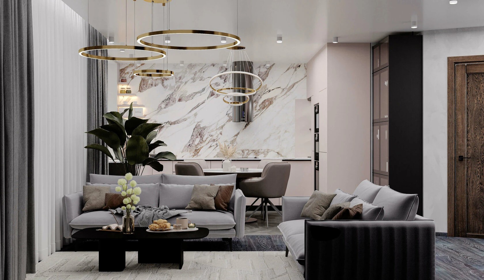 КУХНЯ ГОСТИНАЯ ДЛЯ МОЛОДОЙ ЖЕНЩИНЫ