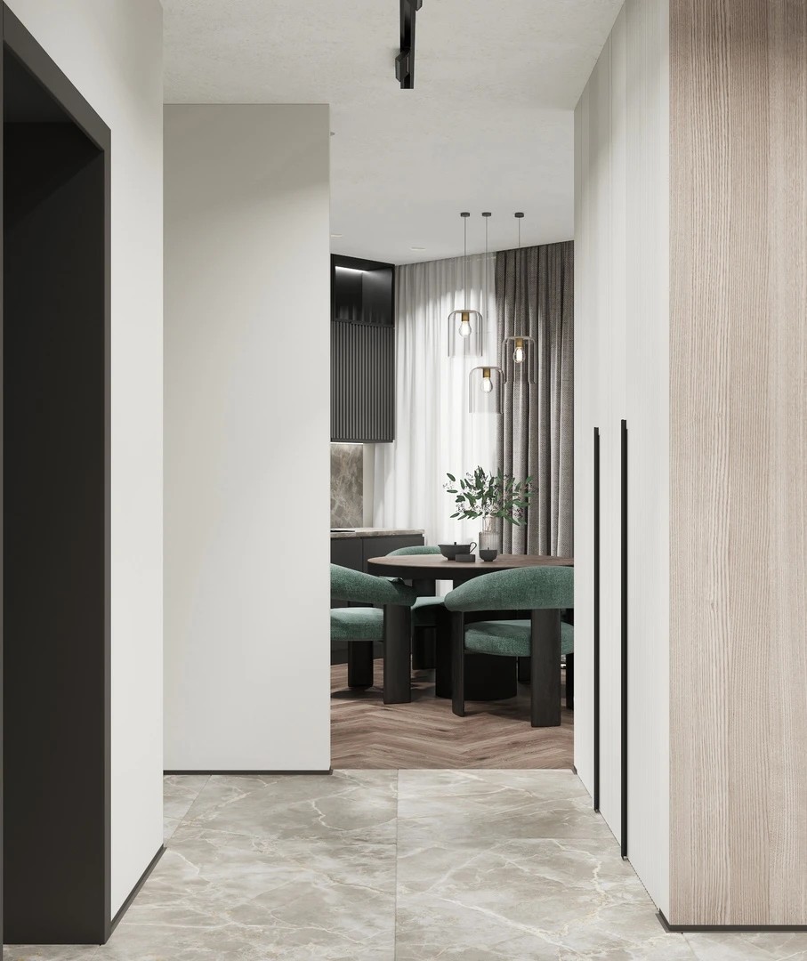 Осенние, теплые оттенки в интерьере прихожей