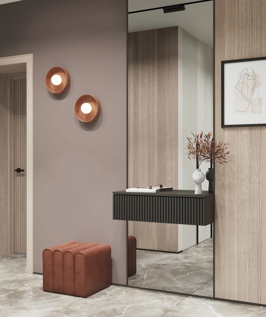 Осенние, теплые оттенки в интерьере прихожей