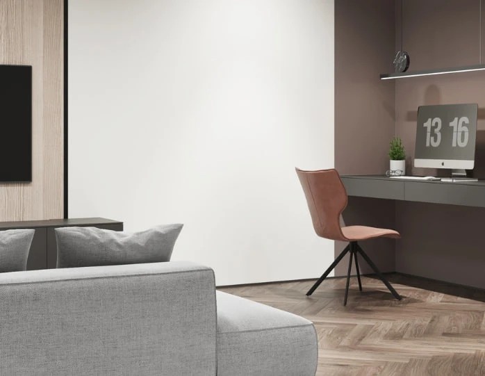Визуализации стильной рабочей зоны в гостиной