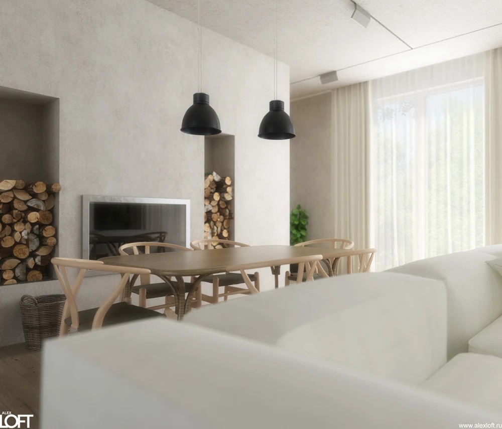 Современный и уютный интерьер двухэтажного дома