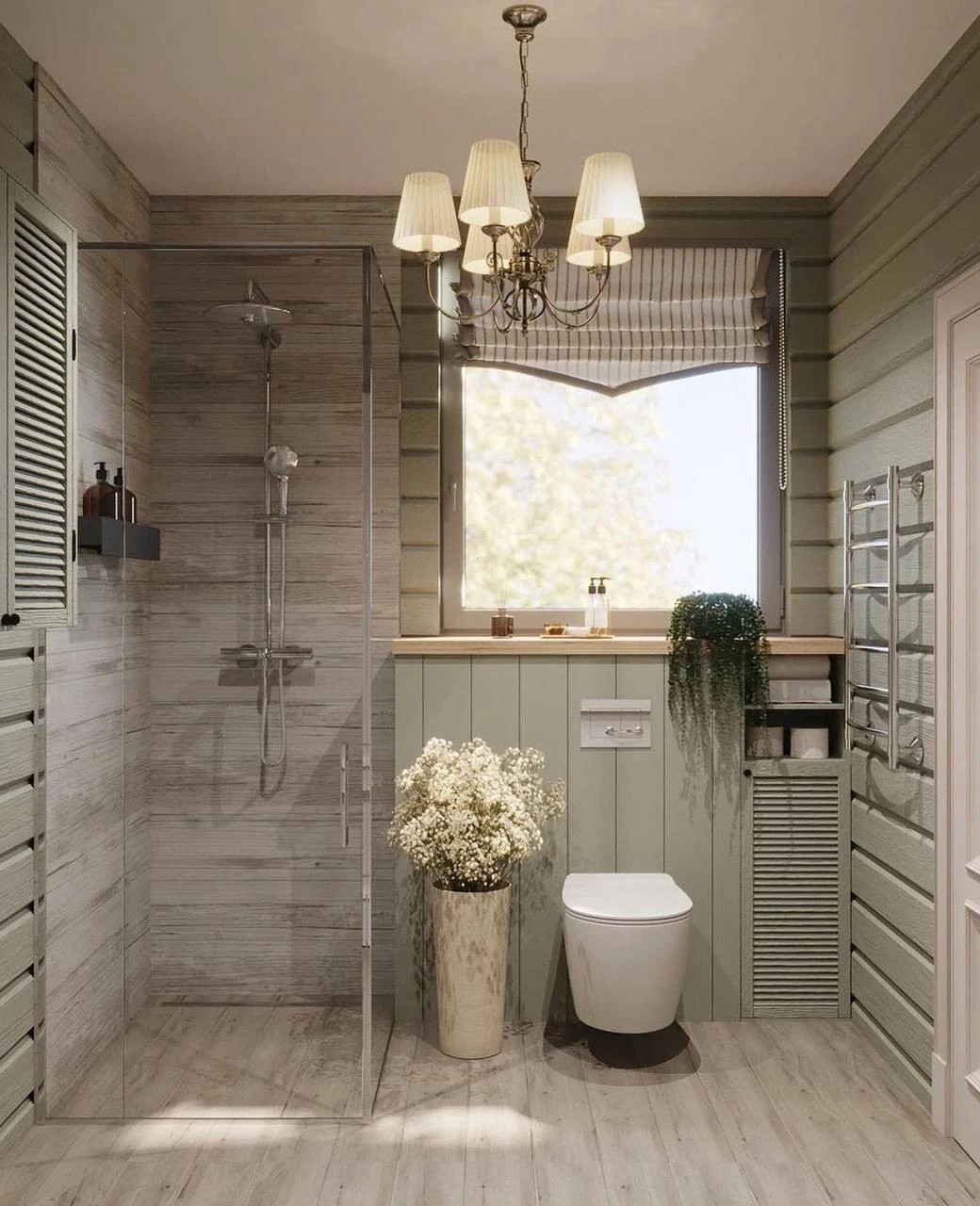 Санузел в доме из клееного бруса