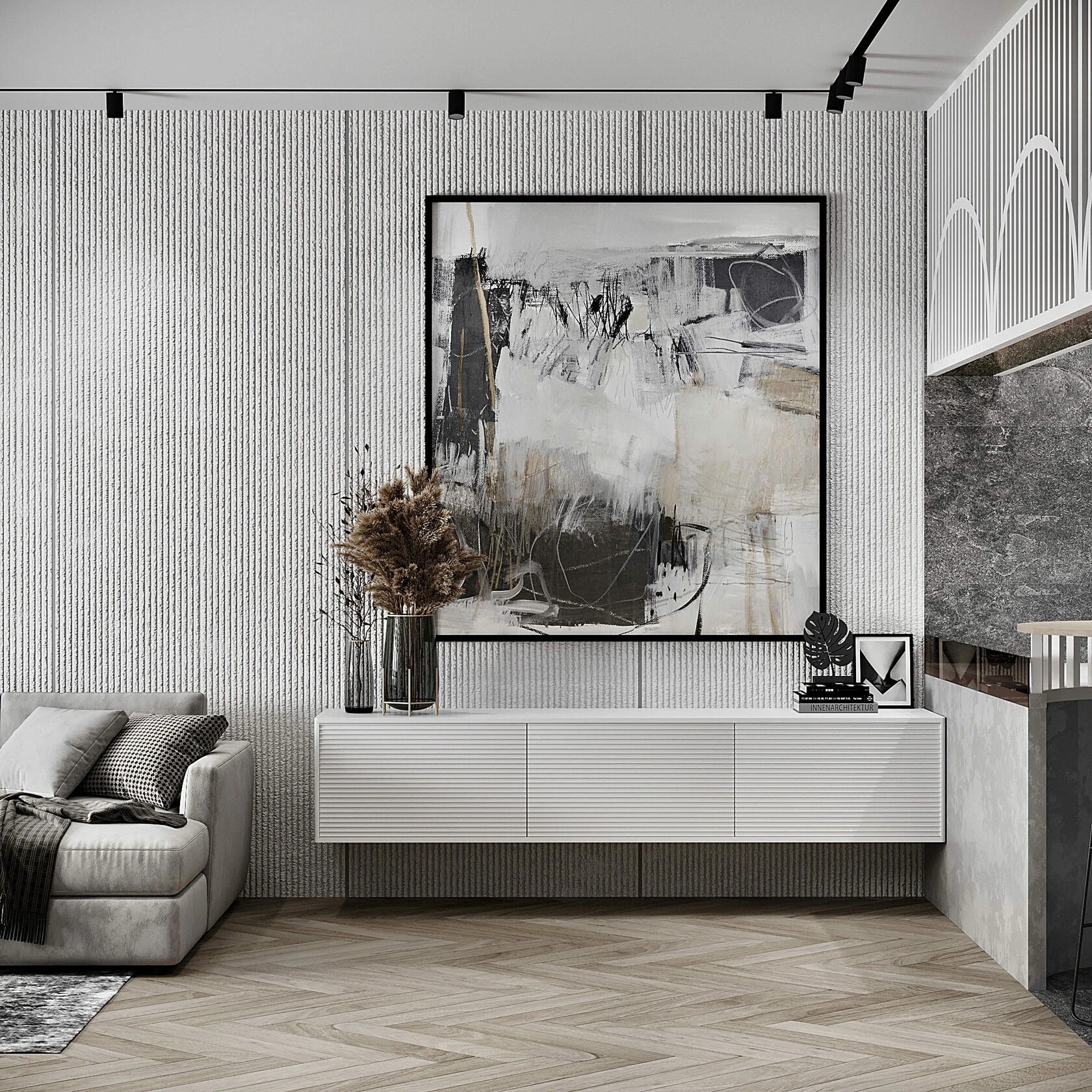 Монохромный дизайн квартиры в ЖК «Русский дом»