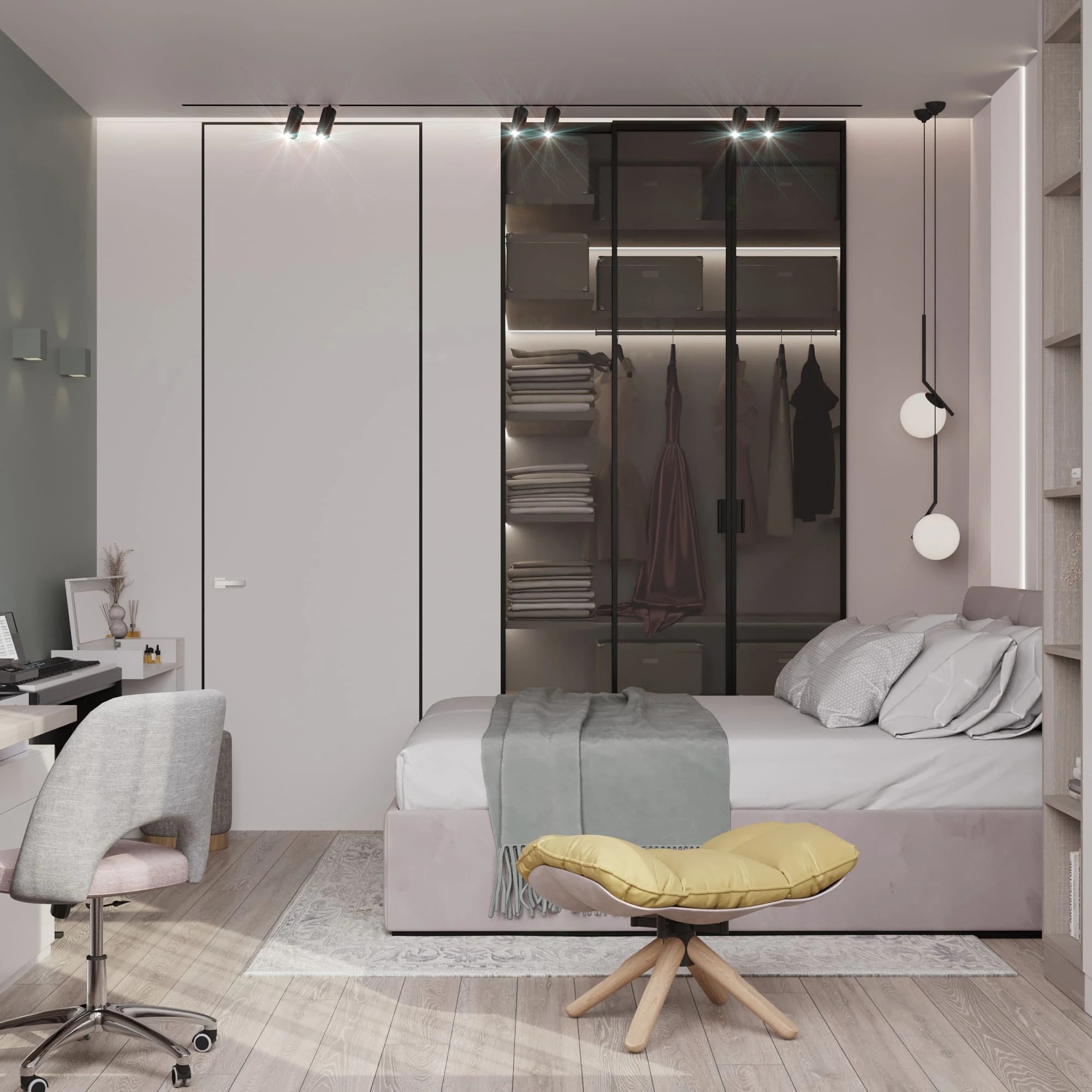 Монохромный дизайн квартиры в ЖК «Русский дом»