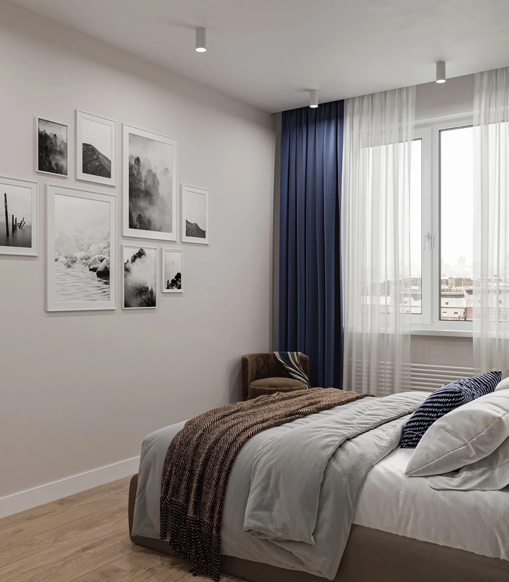 Проект квартиры с акцентами синего цвета