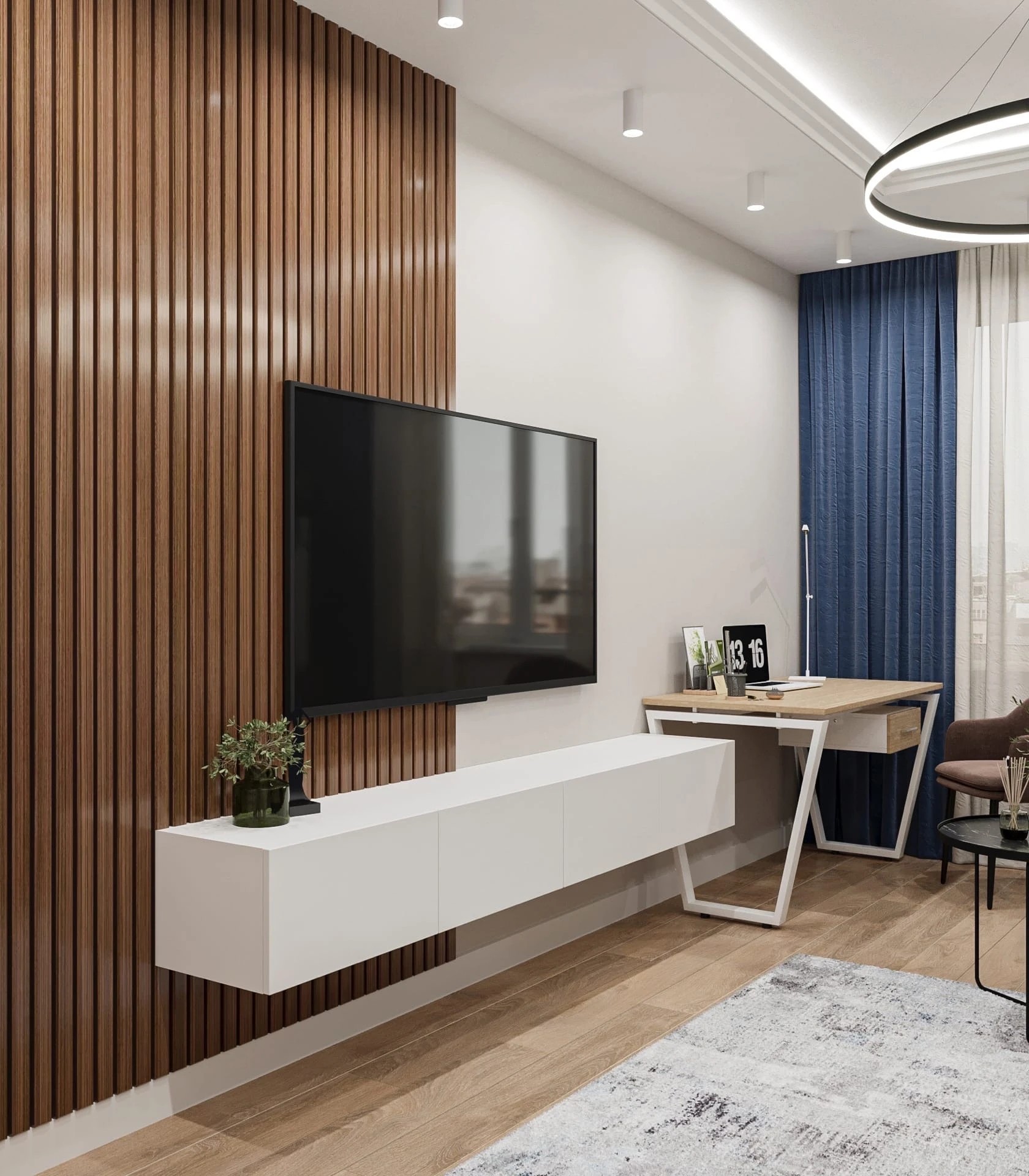 Проект квартиры с акцентами синего цвета