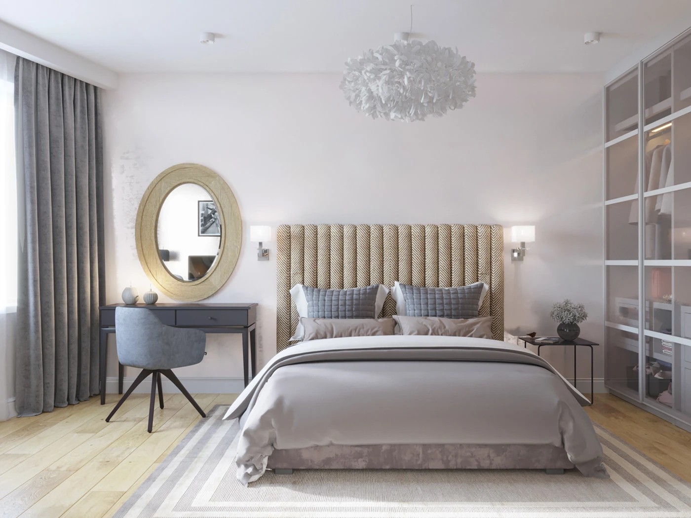 Bedroom in pastel colors