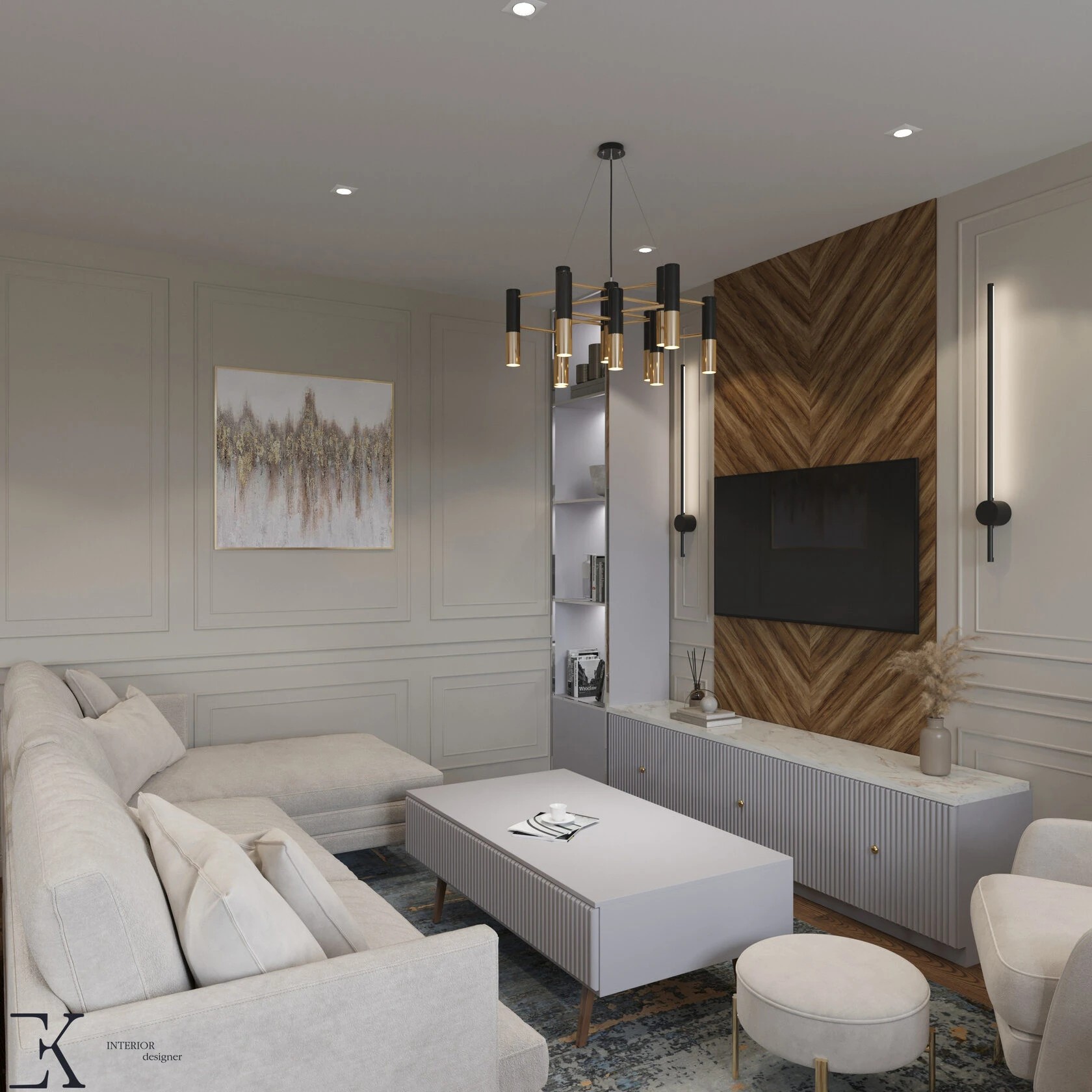 Проект квартиры 178 м2Кухня-гостиная площадью 39м2