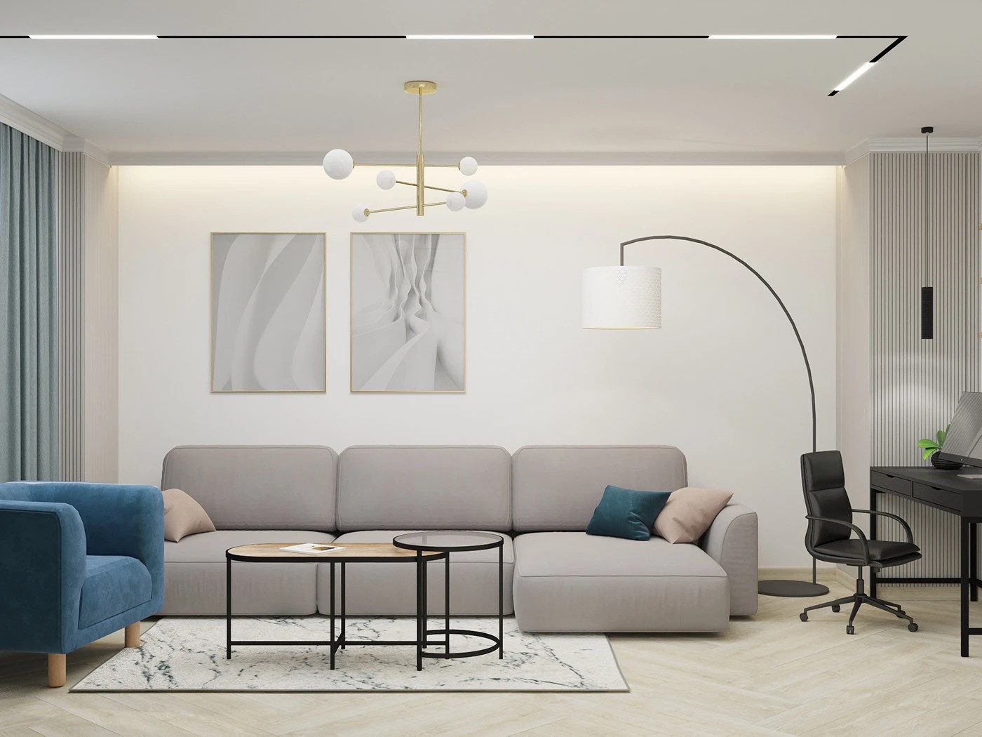 "Белое и золотое"Квартира в Калининграде