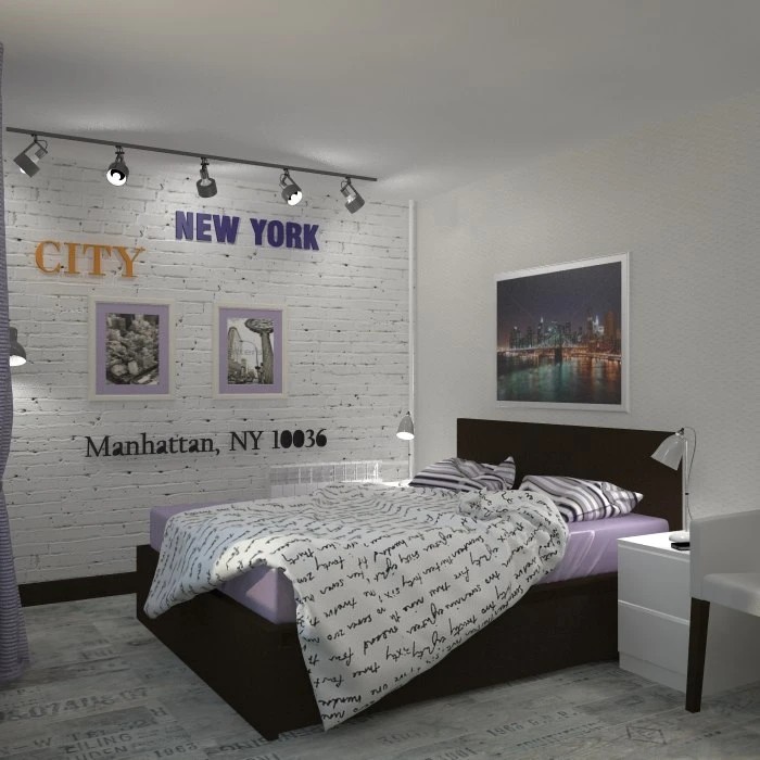 Экспресс-дизайн комнаты для девушки в стиле Нью-Йорк