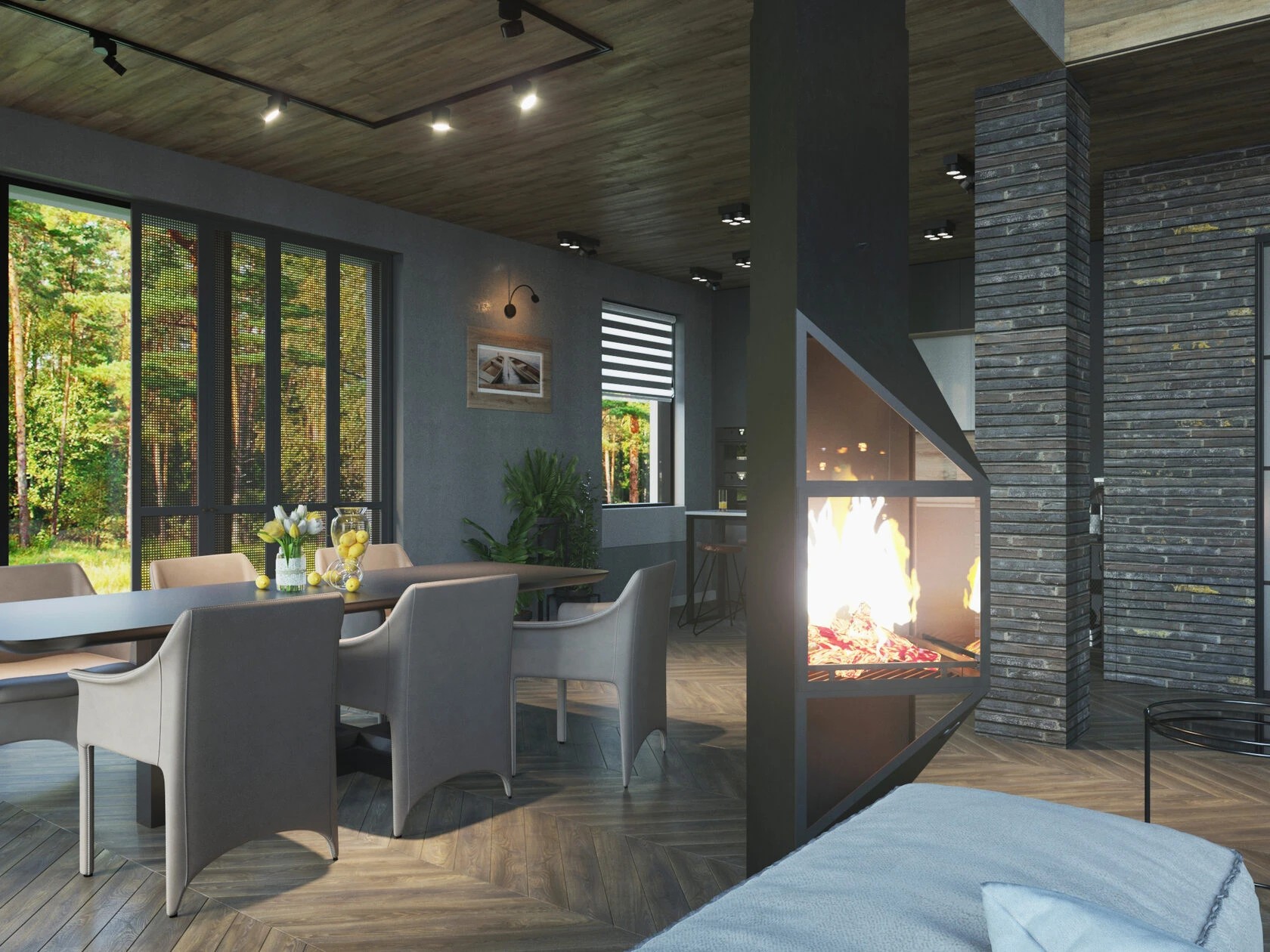 Общие зоны квартир и загородных домов: гостиные, кухни, столовые