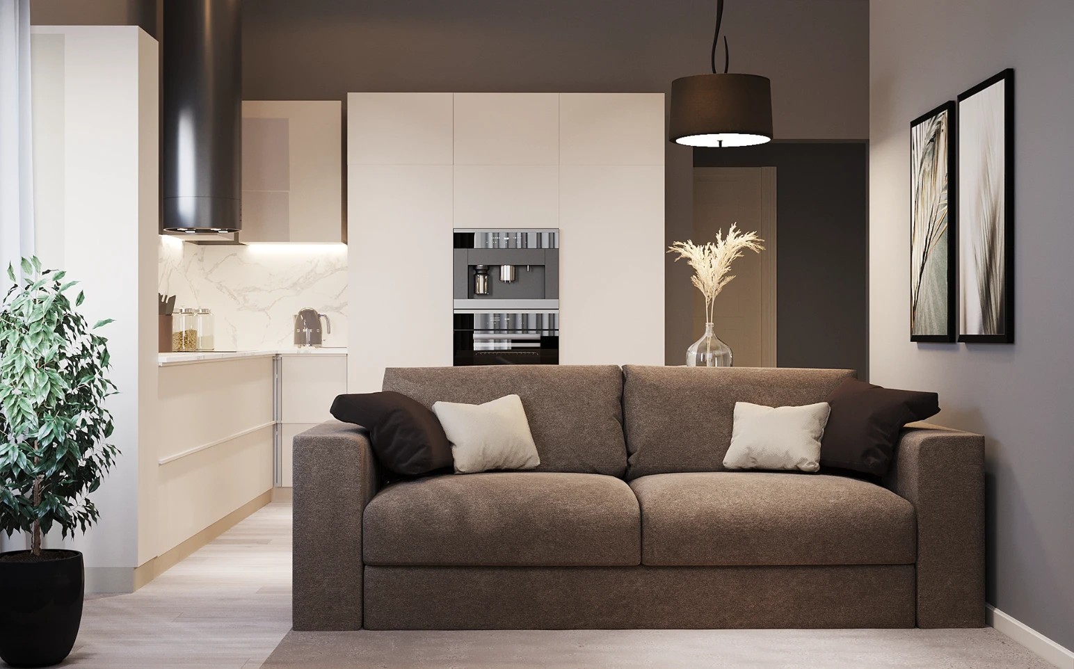 Kitchen living room in a modern style