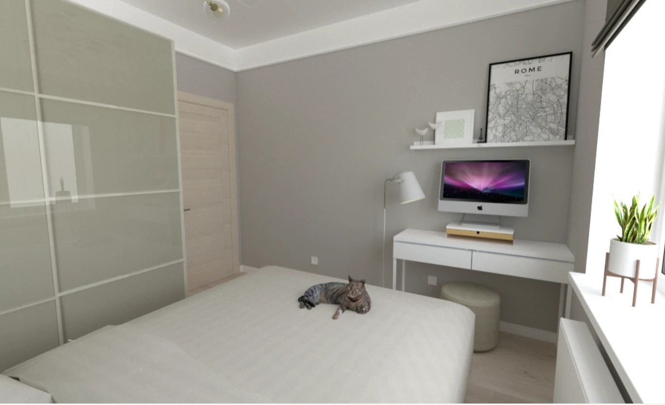 Маленькая цветная евродвушка в ЖК "Артлайн" в нежных тонах