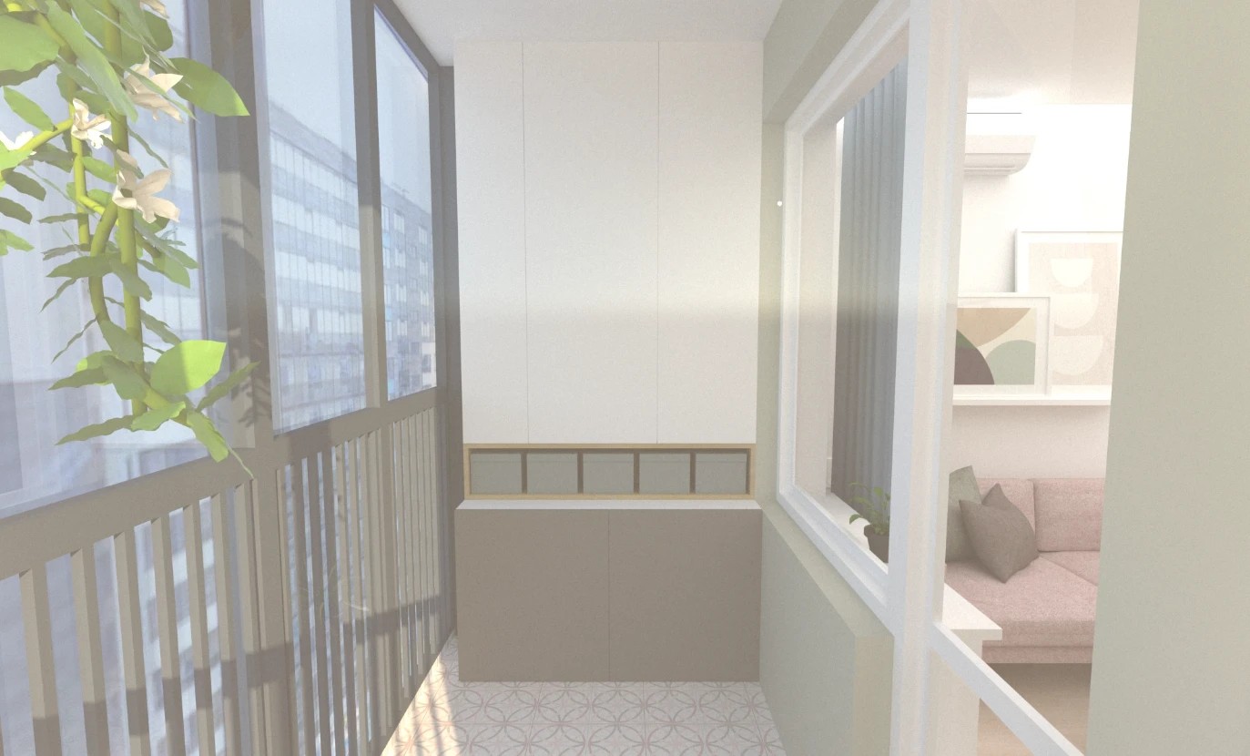 Маленькая цветная евродвушка в ЖК "Артлайн" в нежных тонах