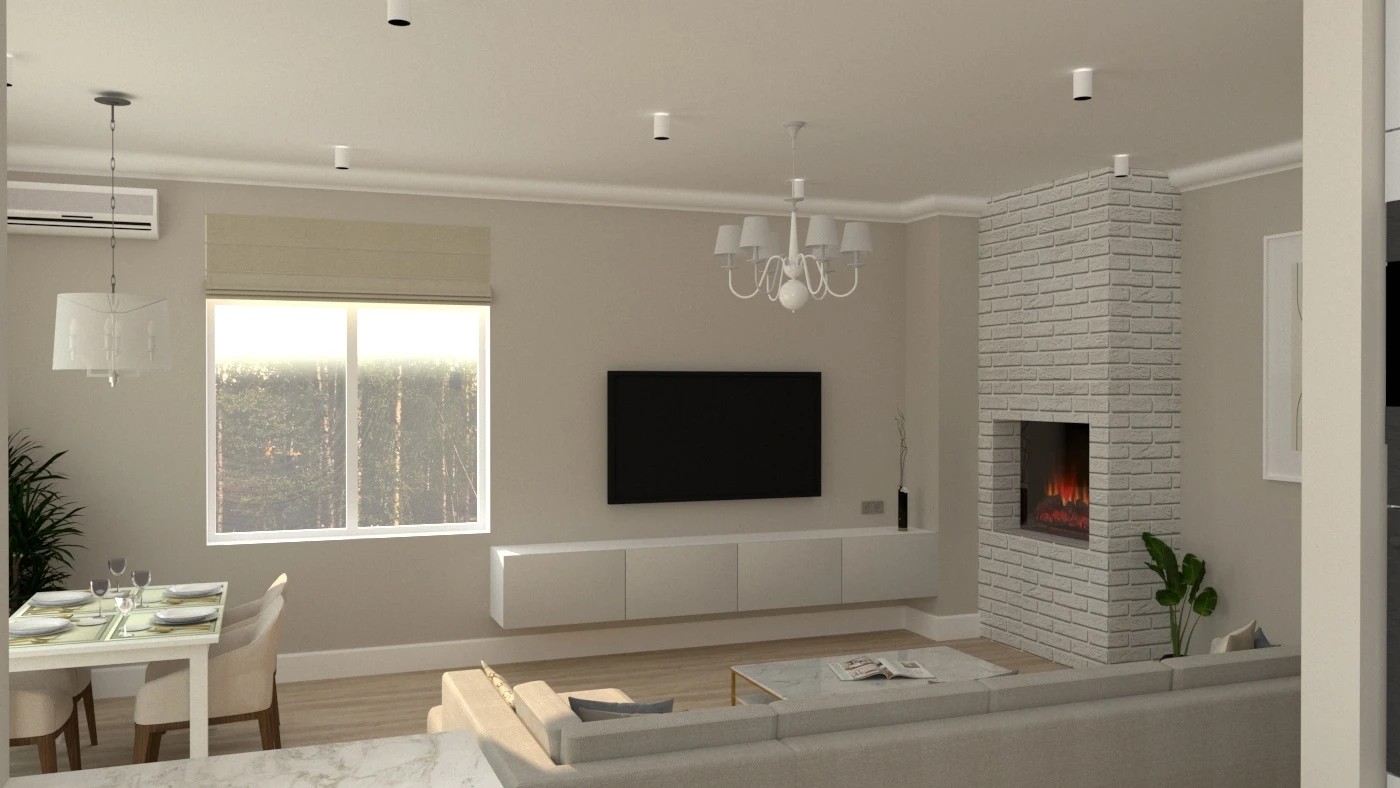 Кухня-гостиная 38 кв.м. в частном доме в д. Хязельки для молодой девушки с прекрасным видом из окна на березовую рощу и овраг