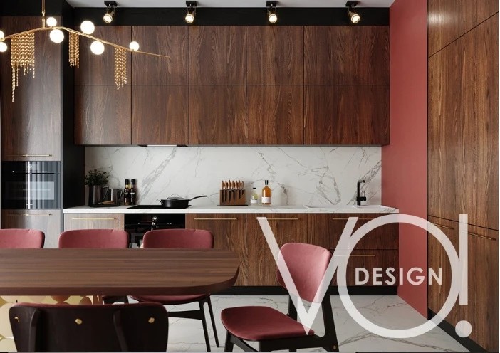 Кухня в современном стиле и гостевой санузел