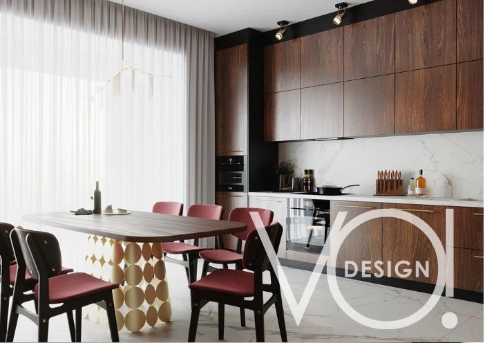 Кухня в современном стиле и гостевой санузел