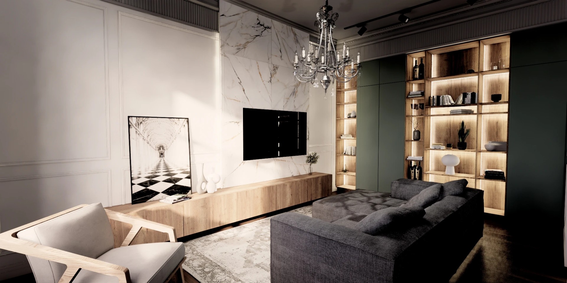 Трехкомнатная квартира в самом сердце Петербурга (Визуализация)