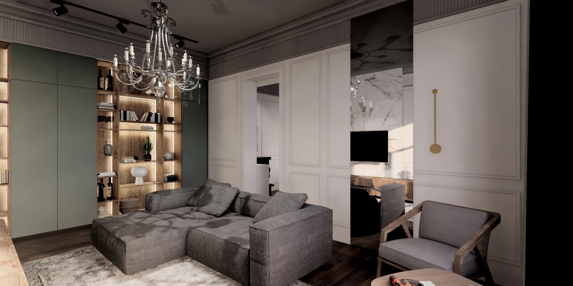 Трехкомнатная квартира в самом сердце Петербурга (Визуализация)