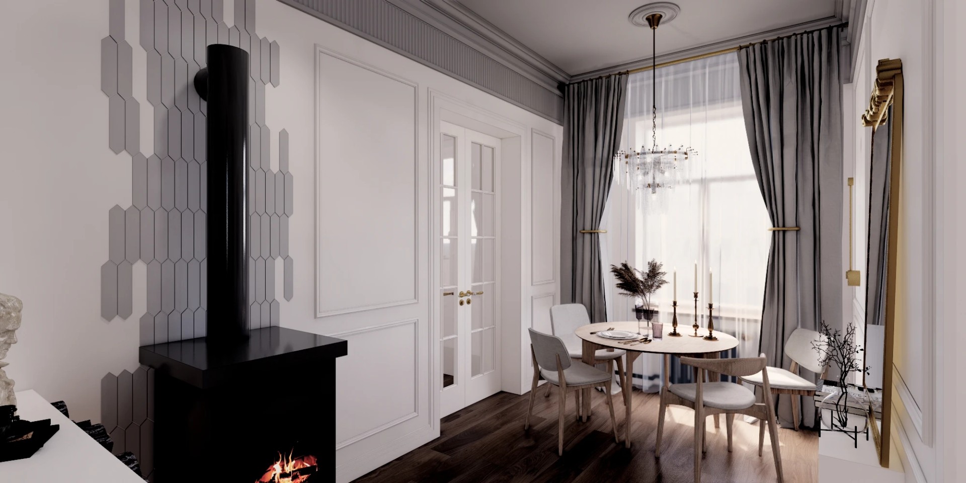 Трехкомнатная квартира в самом сердце Петербурга (Визуализация)