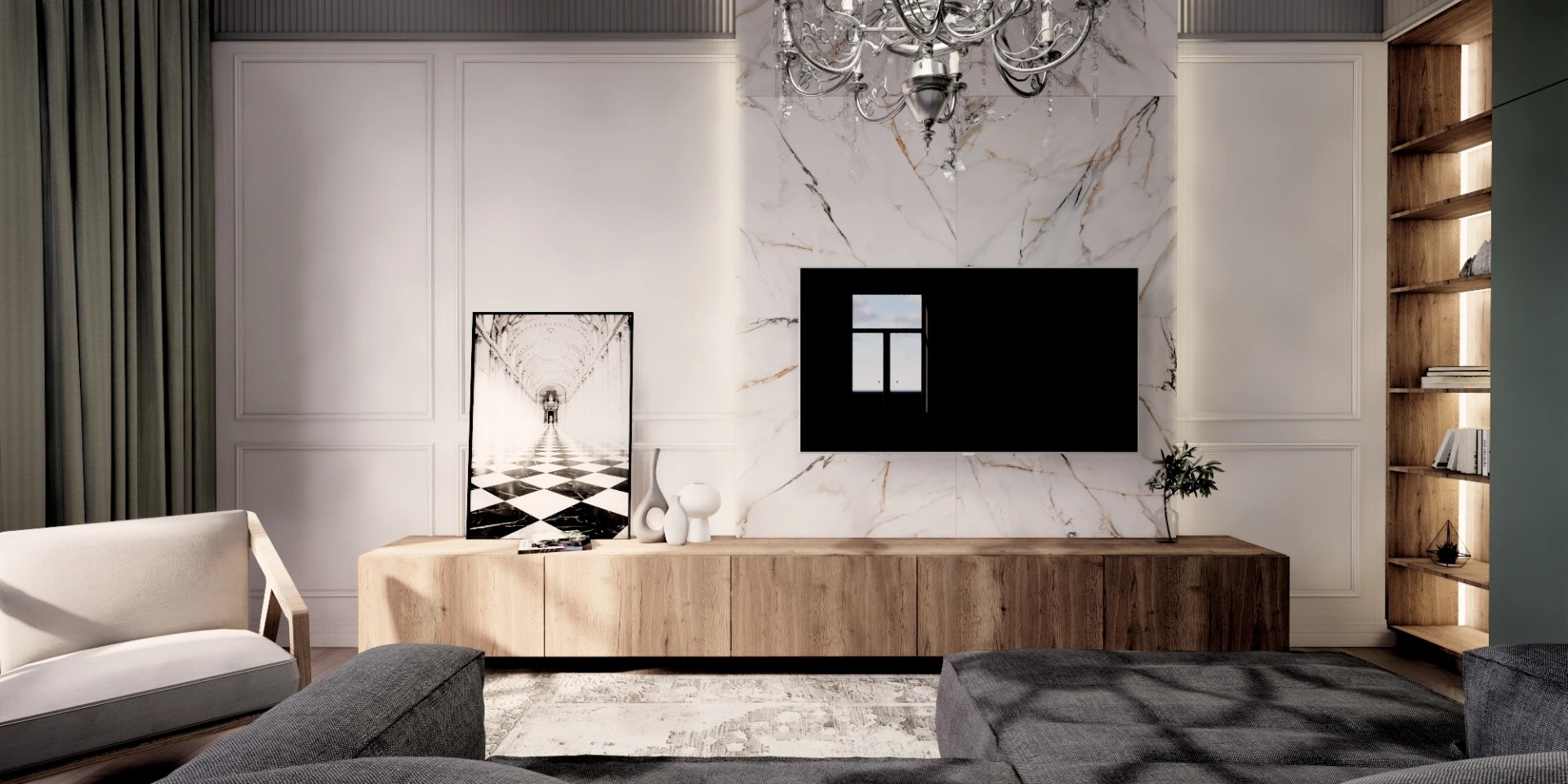 Трехкомнатная квартира в самом сердце Петербурга (Визуализация)